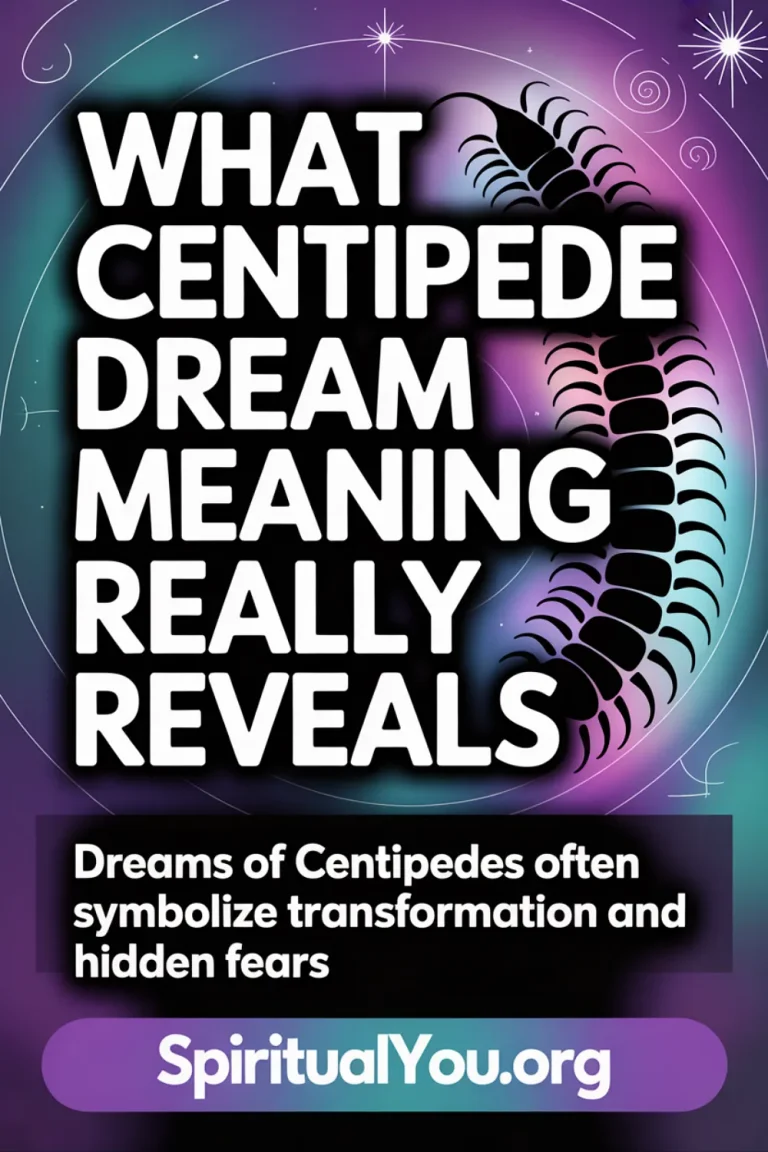 Mystical design with glowing centipede artwork integrated into decorative swirls and soft teal-purple gradients. Overlay text “What Centipede Dream Meaning Really Reveals” highlights symbolism of transformation, hidden fears, and personal evolution within dream interpretation.